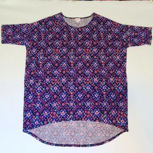 LuLaRoe High Low Tunic Top Geometric Floral Print Stretch Comfort Casual Wear